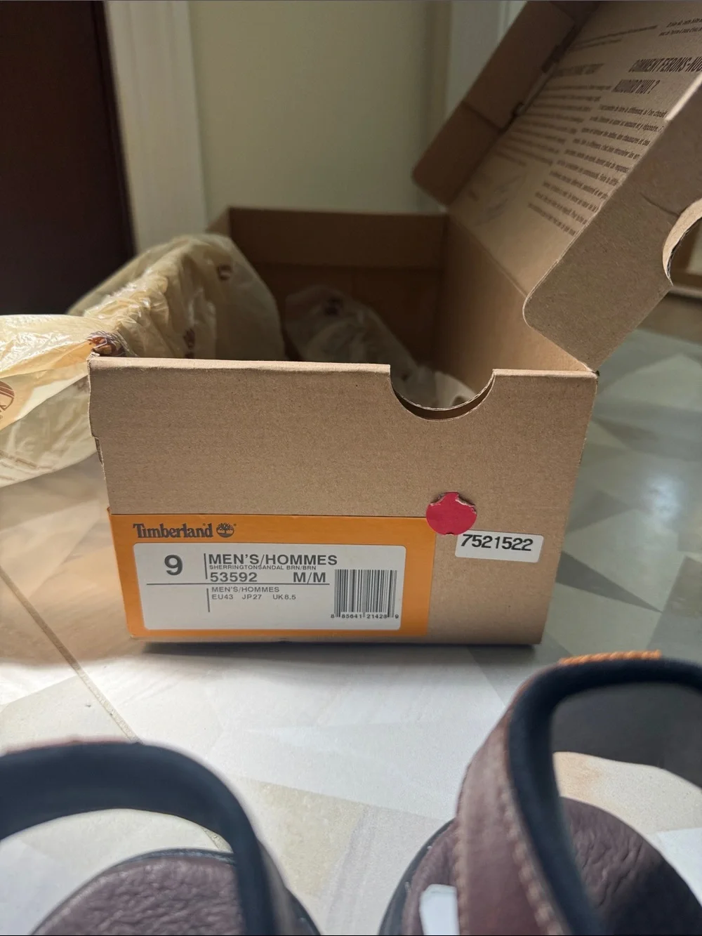 Brand New: Timberland Brown Leather Men’s Adjustable Velcro Sandals